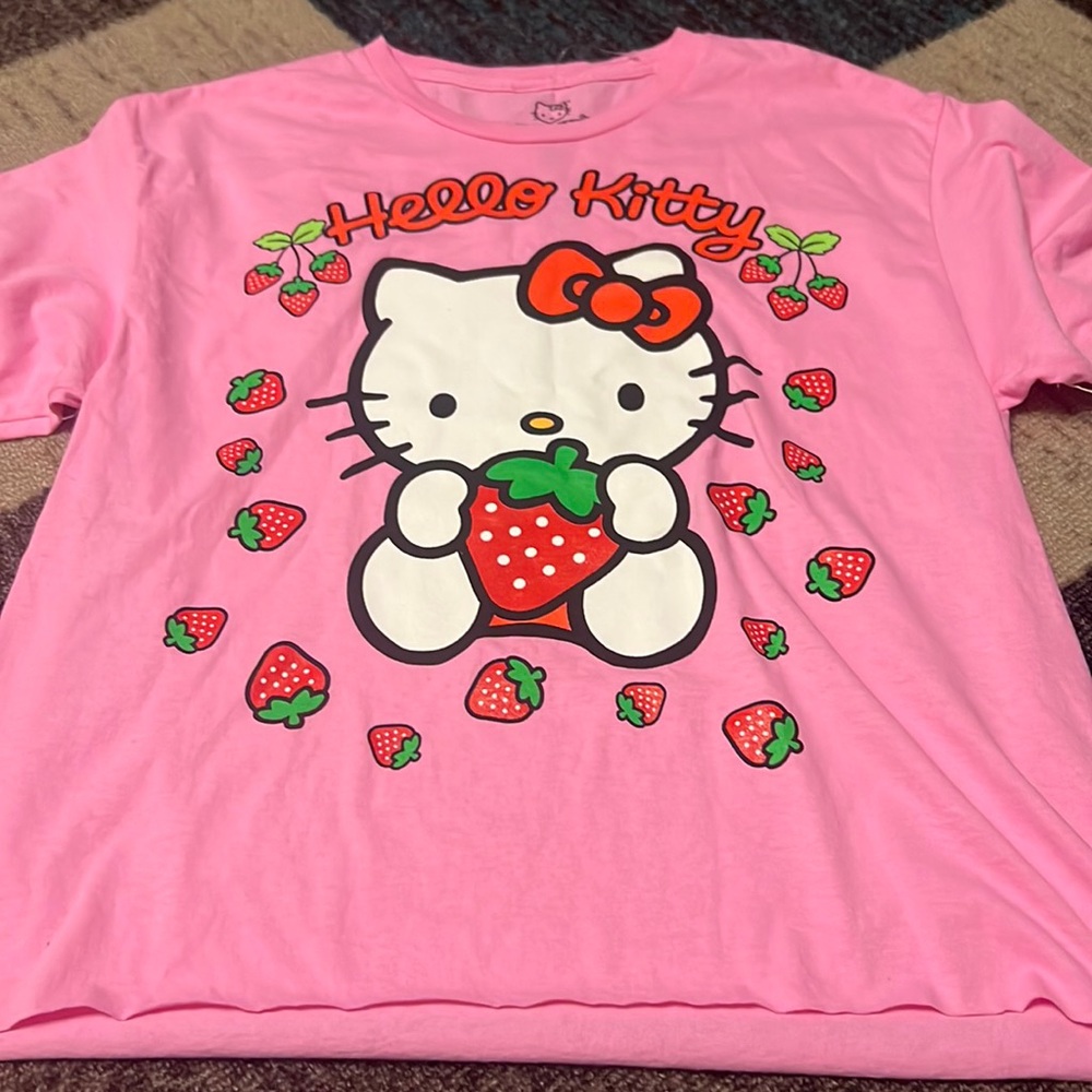 NWOT- Hello Kitty by Sanrio Pink Strawberry Loose fitting medium t shirt